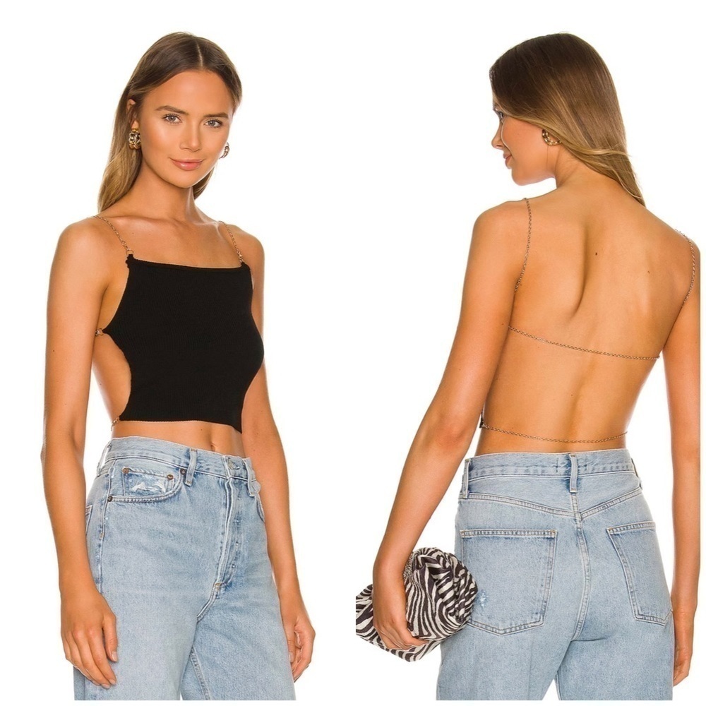 Superdown Penelope Chain Back Top in Black